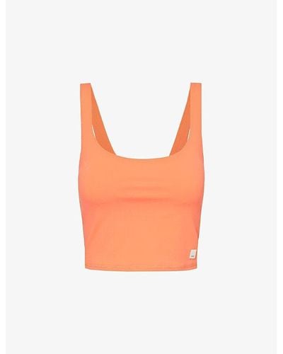 Vuori Daily Brand-patch Cropped Stretch-woven Top - Orange