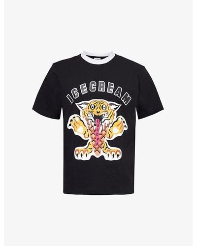 ICECREAM Tiger Graphic-print Cotton-jersey T-shirt X - Black