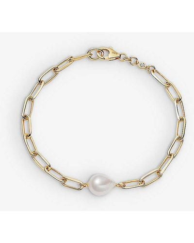 Astley Clarke Celestial Pearl And 18ct Gold Plated 925 Sterling Silver Bracelet - Metallic