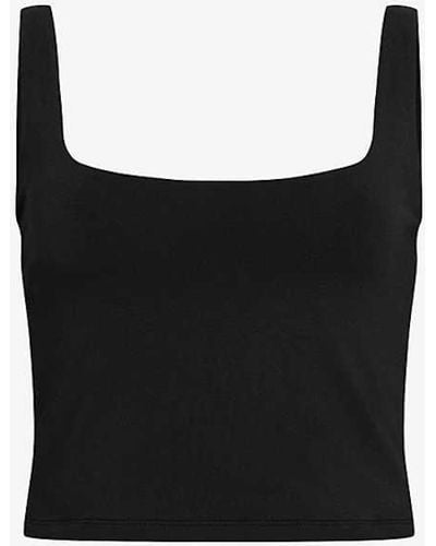 AllSaints Anie Square-neck Cropped Stretch-woven Cami - Black