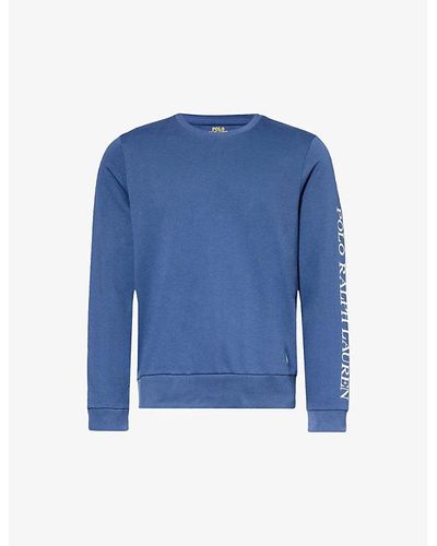 Polo Ralph Lauren Brand-embroidered Crewneck Cotton-blend T-shirt - Blue