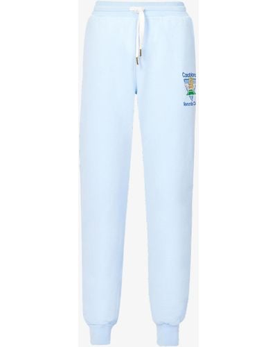 Casablancabrand Tennis Club Brand-print Organic-cotton jogging Bottoms - Blue