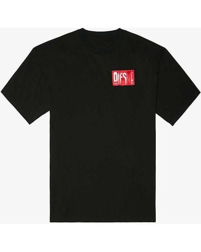 DIESEL T-nlabel Logo-print Cotton-jersey T-shirt - Black
