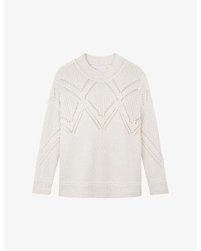 The White Company Pointelle-knit Oversized Certified Wool-blend Sweater - White