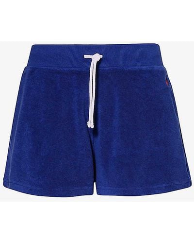 Polo Ralph Lauren Athletic Logo-embroidered Terry Cotton And Recycled-polyester Shorts - Blue