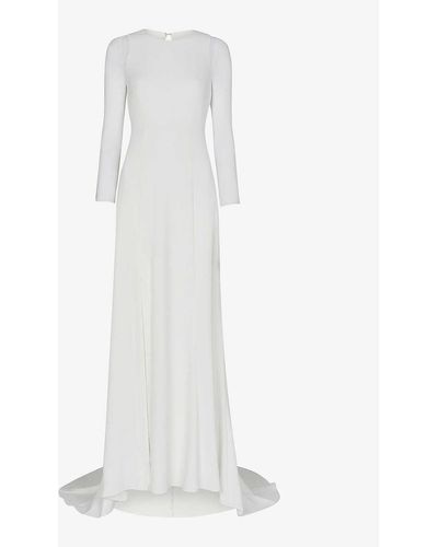 Whistles Cecilia Mesh-sleeve Woven Wedding Dress - White