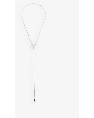 Mizuki Lariat 14ct Yellow-gold And Pearl Drop Necklace - White