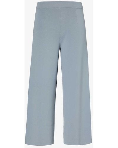 Max Mara Wide-leg Mid-rise Cropped Knitted Trousers X - Blue