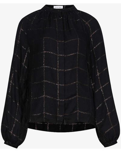 Bella Dahl Checked Relaxed-fit Woven-blend Shirt - Black