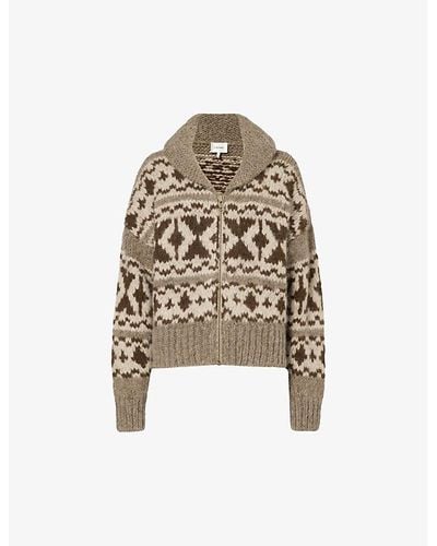 FRAME Fairisle Graphic-pattern Knitted Sweatshirt - White