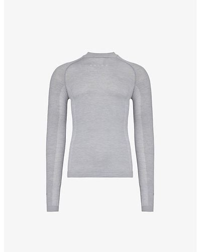 FALKE Round-neck Brand-print Stretch-wool Blend T-shirt Xx - Gray
