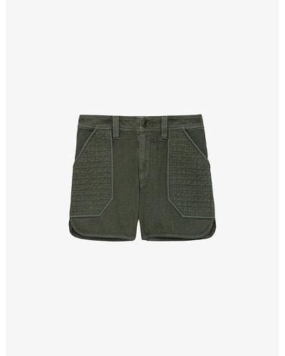 Zadig & Voltaire Sei Textured-pocket High-rise Cotton Shorts - Green