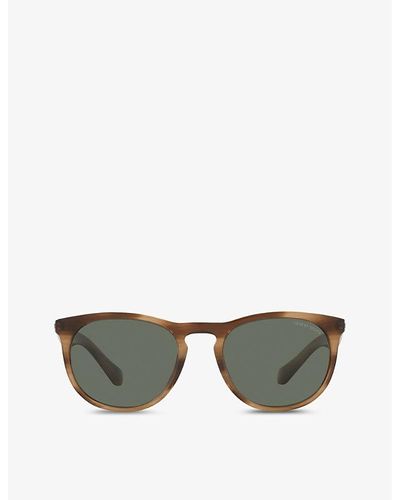 Giorgio Armani Ar8149 Round-frame Acetate Sunglasses - Brown