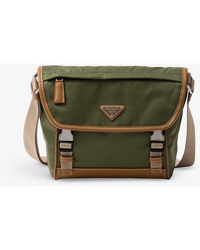 Prada Re-nylon And Leather Shoulder Bag - Green