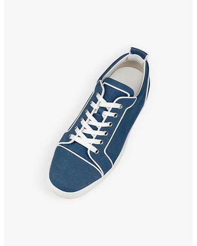Christian Louboutin Varsi Junior Leather And Mesh Sneakers - Blue