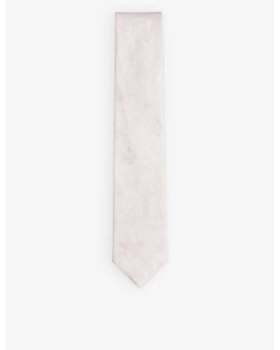 Ted Baker Berel Magnolia-jacquard Silk Tie - White