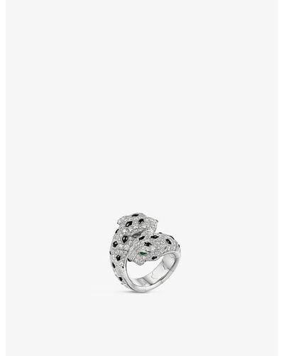 Cartier Panthère De 18ct White-gold, 1.82ct Brilliant-cut Diamond, 0.08ct Emerald And 0.04ct Onyx Ring