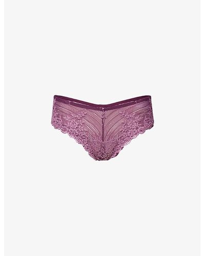 Wacoal Embrace Lace Mid-rise Stretch-lace Briefs - Purple