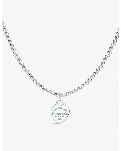 Tiffany & Co. Return To Tiffany Heart Tag In Sterling Silver On A Bead Necklace - Metallic