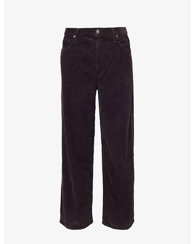 Agolde Low baggy Corduroy-texture Relaxed-fit Straight-leg Cotton Pants - Blue