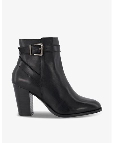 Dune Philippa Buckle-embellished Block-heel Leather Ankle Boots - Black