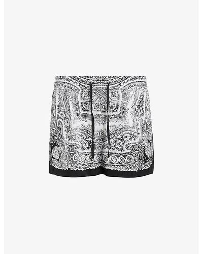 AllSaints Aleida Rafaela Paisley-print Woven Shorts - Gray