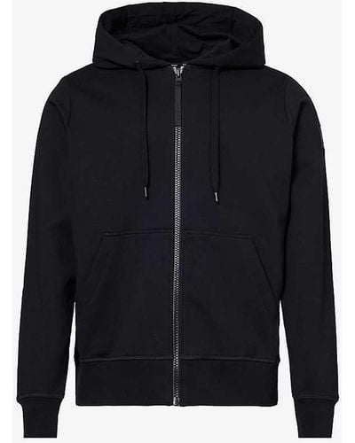 Canada Goose Huron Logo-embroidered Zip-up Cotton-jersey Hoody - Blue