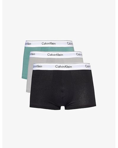 Calvin Klein Logo-waistband Pack Of Three Stretch-cotton Trunks - White