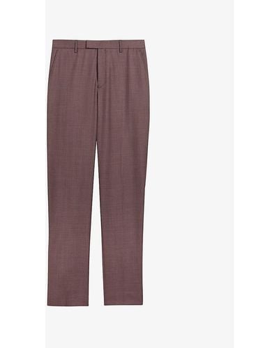 Ted Baker Byront Slim-fit Straight-leg Wool Trousers - Purple