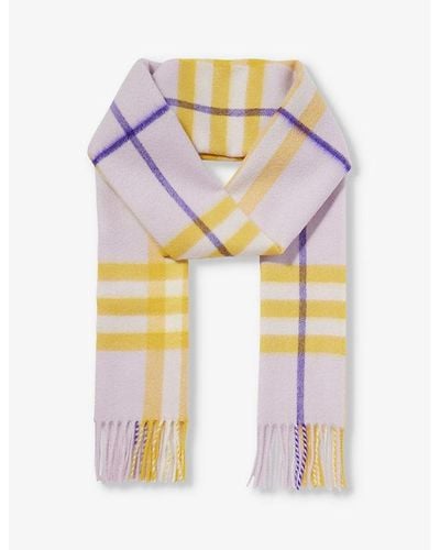 Burberry Giant Check Fringed-trim Cashmere Scarf - Pink