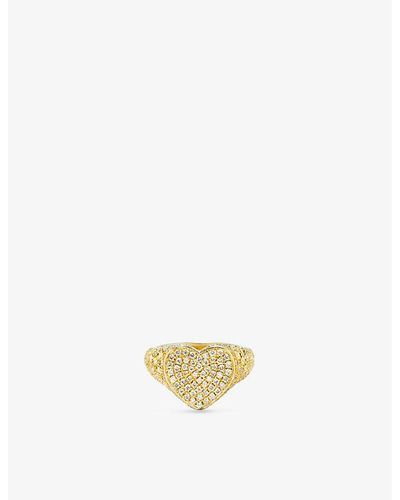 Yvonne Léon Chevaliere Coeur 9ct Yellow-gold And 0.72ct Round-brilliant Diamond Ring - White