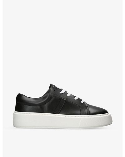 Ganni Sporty Mix Logo-embossed Faux-leather Low-top Sneakers - Black