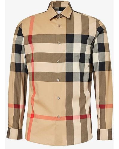 Burberry Somerton Checked Regular-fit Cotton Shirt - Natural