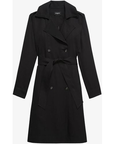 The Kooples Belted Double-breasted Woven Trench Coat - Multicolor