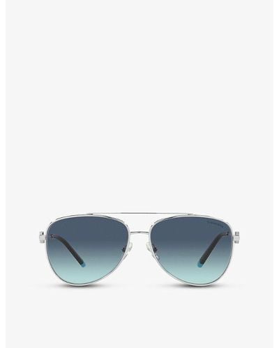 Tiffany & Co. Tf3080 Tiffany T Pilot-frame Metal And Acetate Sunglasses - Blue
