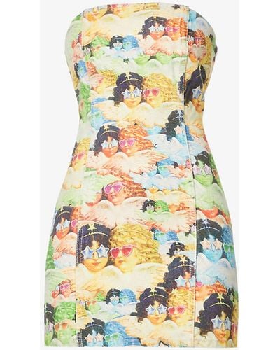 Fiorucci Angels Graphic-print Organic-denim Mini Dress - Multicolor