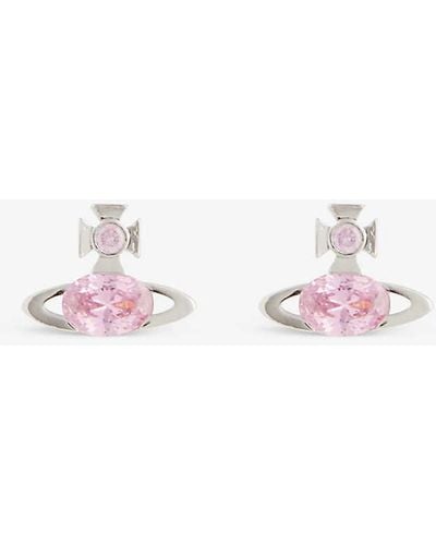 Vivienne Westwood Allie Silver-toned Brass And Cubic Zirconia Stud Earrings - Pink