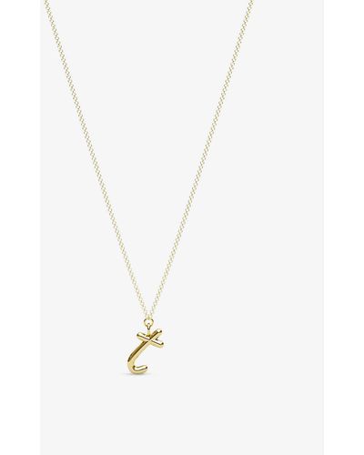 The Alkemistry Love Letter T Initial 18ct Yellow-gold Pendant Necklace - White