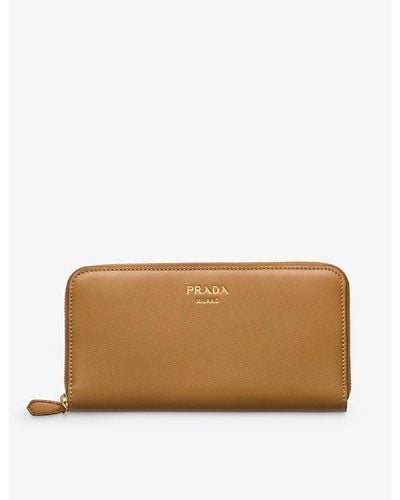 Prada Logo-embossed Large Leather Wallet - Brown
