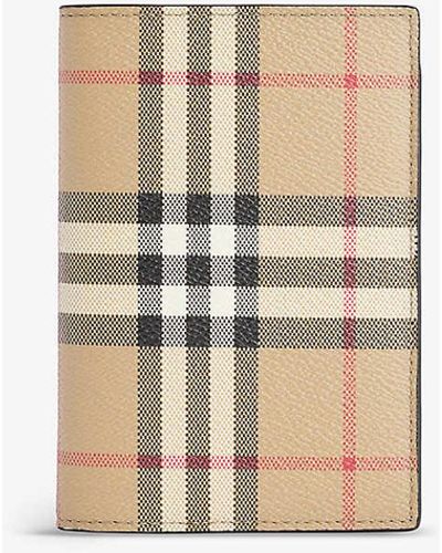 Burberry Check-print Faux-leather Passport Holder - Natural