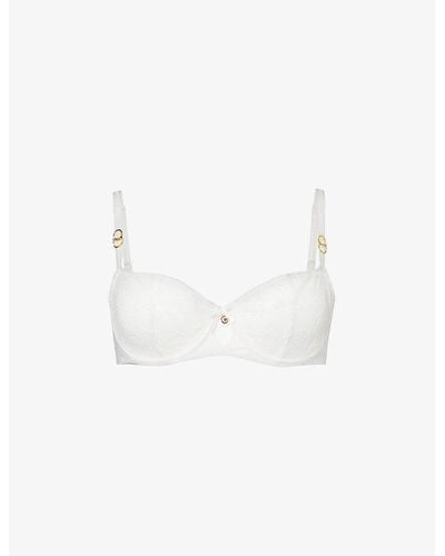 Chantelle Orchids Floral-embroidered Stretch-woven Bra - White