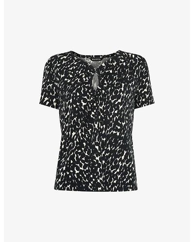 Whistles Sahara Leopard-print Woven T-shirt - Black