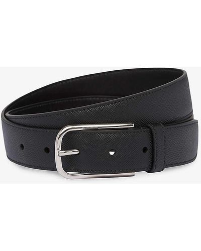 Prada Logo-embellished Leather Belt - Black
