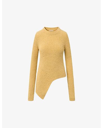 Lovechild 1979 Emmie Asymmetric-hem Cotton-blend Sweater - Yellow