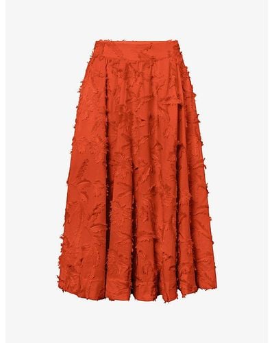 Twist & Tango Meadow A-line Organic-cotton Midi Skirt - Orange