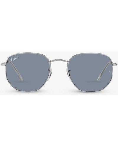 Ray-Ban Rb3548n Hexagonal-frame Steel Sunglasses - Blue