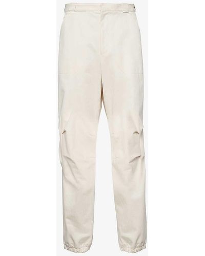 Prada Straight-leg Regular-fit Cotton Trousers - Natural