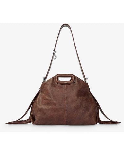 Maje Miss M Eyelet-strap Vintage-leather Shoulder Bag - Brown