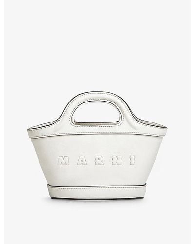 Marni Tropicalia Micro Leather Top-handle Bag - White