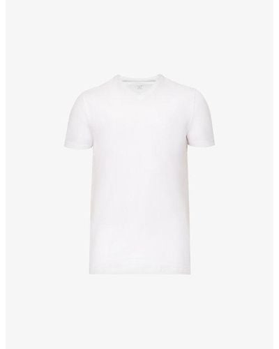 FALKE Pack Of Two Daily Comfort V-neck Stretch-cotton T-shirt - White